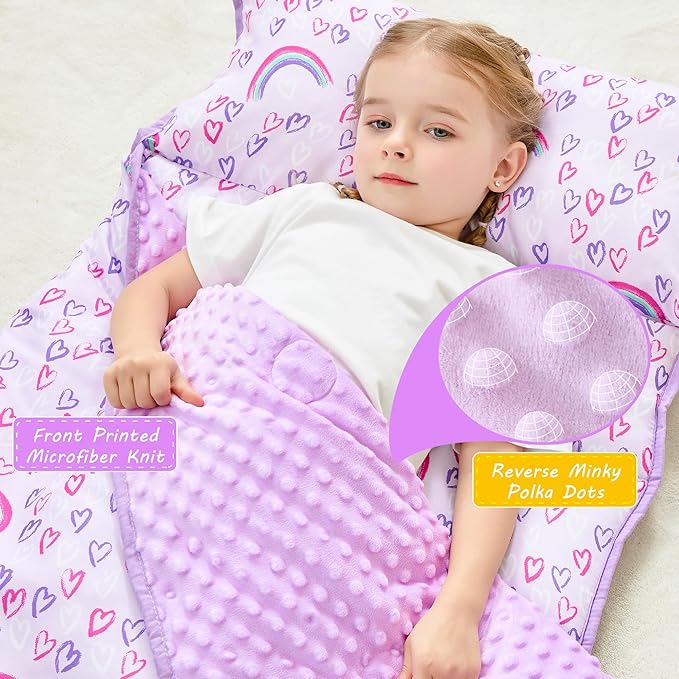 Toddler Nap Mat with Pillow and Blanket, Extra Large Rolled Napping Mats - Image 2