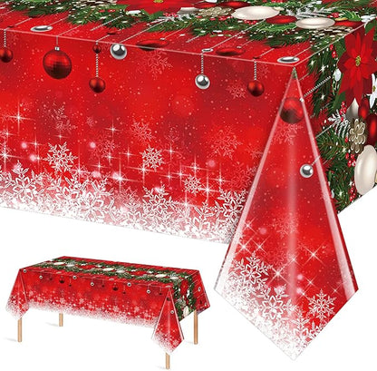 Jectivs 1Pieces Merry Christmas Tablecloth Plastic Christmas Tree Ball Table by JectivsPartyDecorations