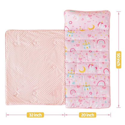 Viviland Toddler Kid Nap Mat for Preschool, Girls Pink Princess Daycare - Image 4