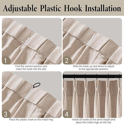 MIULEE Pinch Pleated Thick Linen Curtains 102 Inch Long 4 Panels Set Back Tab - Image 9