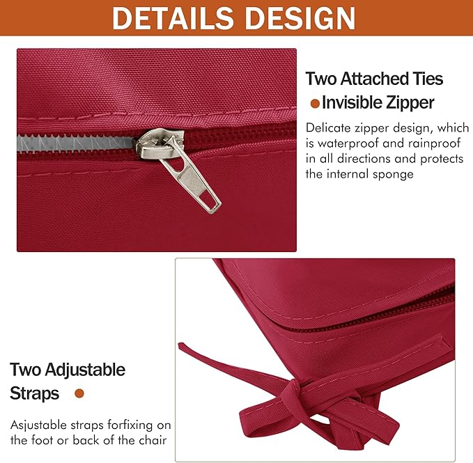 4 Pack Outdoor Chair Cushions 19 x 19 Inch Waterproof Patio Chair Cushions - Image 5