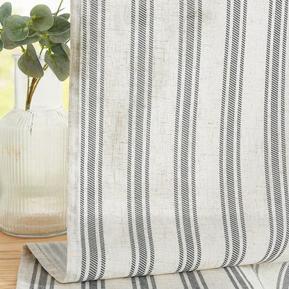 jinchan Striped Valance Farmhouse Window Treatment Linen Textured Drapes - Image 4