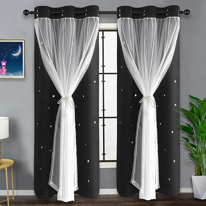Kinryb Kids Blackout Curtains for Bedroom 84 Inch Long Curtain Mix and Match by Kinryb
