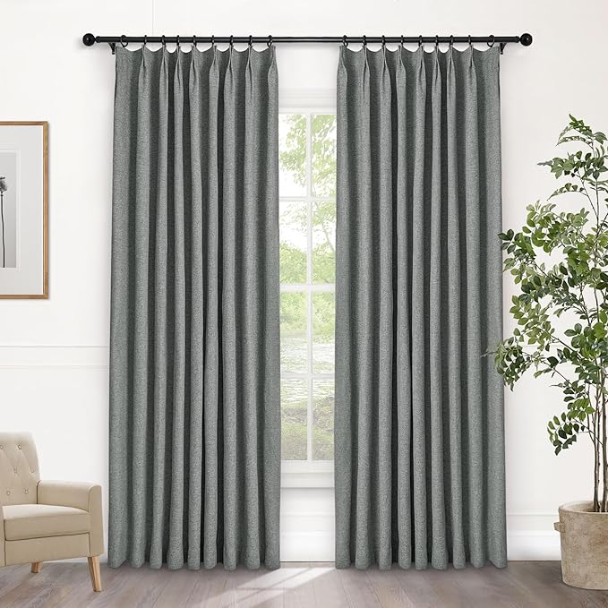 Macochico Pinch Pleated Blackout Curtains 102 Inches Long 100% Blackout Natural by Macochico