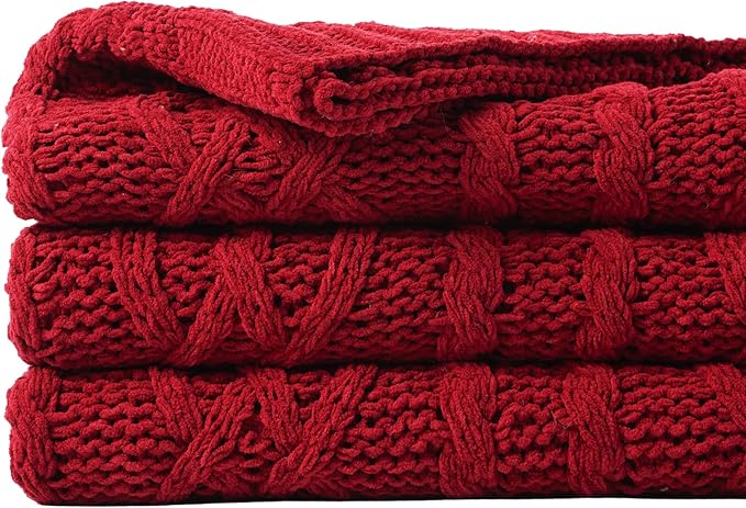 Battilo Christmas Dark Red Throw Blanket by BATTILOHOME