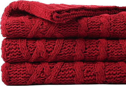 Battilo Christmas Dark Red Throw Blanket by BATTILOHOME
