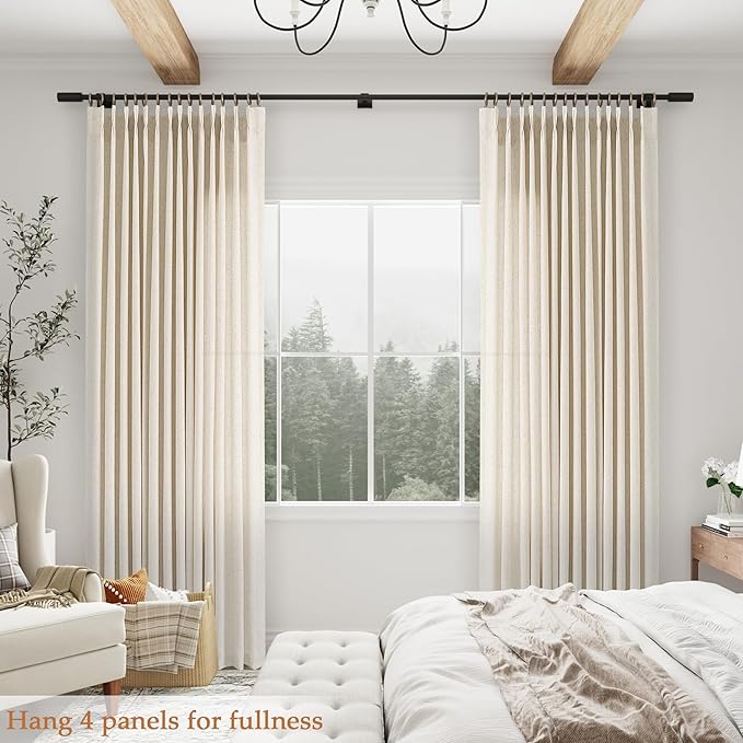 Natural Cream Pinch Pleated Linen Curtains 86 Inches Long - Image 9