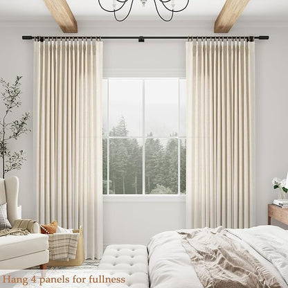 Natural Pinch Pleat Linen Curtains 240 Inch Length 2 Panels Set - Image 6