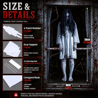 Novabright 47 Inch Halloween Standing Yard Sign for Outdoor Decor with Metal Stakes and Base Halloween Ghost Spooky Lifelike Yard Sign for Lawn Porch Indoor Party Display