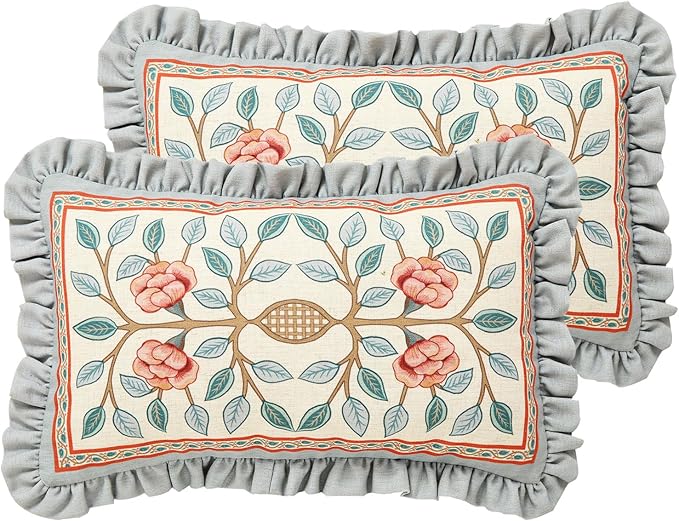 Rectangle Throw Pillow Covers Set of 2, Cottage Rustic by bilingaier