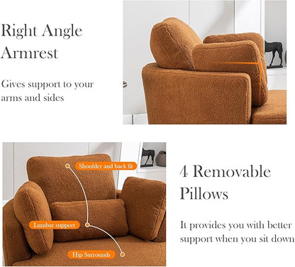 Aoiy & Wifon 42" W Oversized Swivel Accent Chair, Upholstered Round Barrel Chair - Image 4
