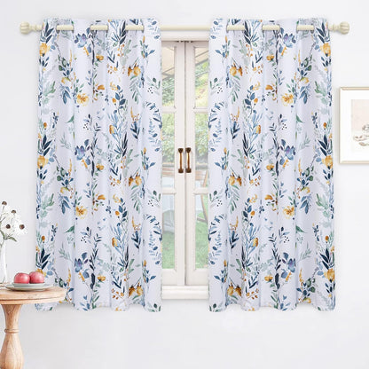 mysky home floral blackout curtains 63 inch length shown in use