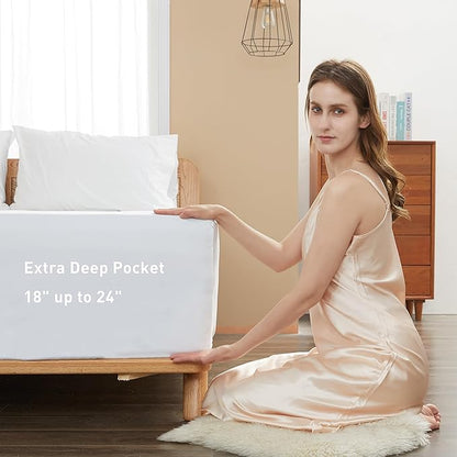 Sunflower California King Fitted Sheet, 1-Piece Extra Deep Pocket Fitted Bottom - Image 3