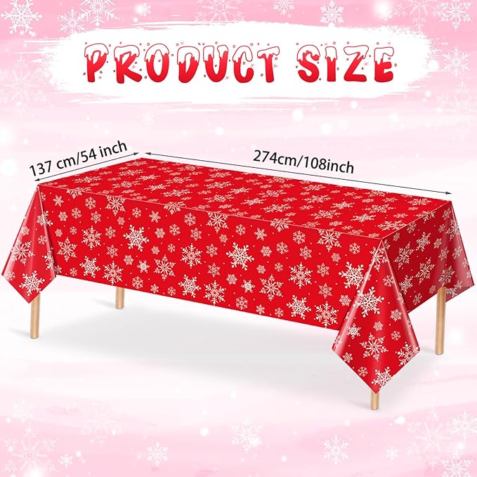 Jectivs 3 Pieces Christmas Snowflake Plastic Party Tablecloth Decorations - Image 2