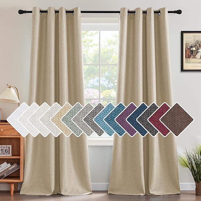 H.VERSAILTEX Linen Blackout Curtain 84 Inches Long by HVERSAILTEX