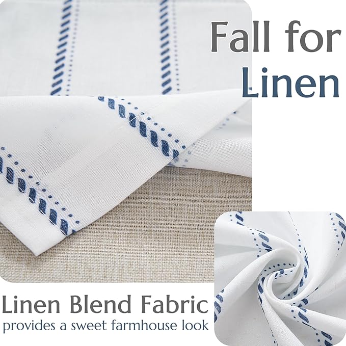 jinchan Nautical Valance Striped Linen Curtain 16 Inch Farmhouse Room Darkening - Image 5