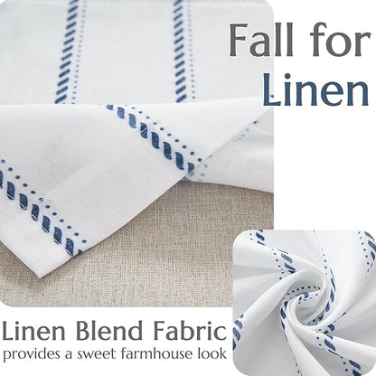 jinchan Nautical Valance Striped Linen Curtain 16 Inch Farmhouse Room Darkening - Image 5