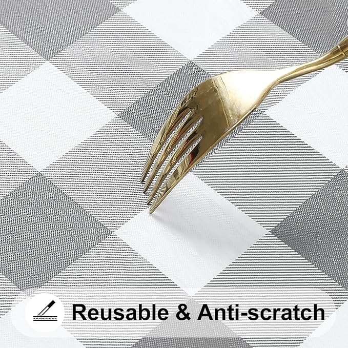 Smiry Rectangle Picnic Table Cloth, Elastic Waterproof Fitted Vinyl Tablecloths - Image 7