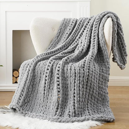 Battilo Chunky Knit Throw Blanket, Soft and Thick Chenille Throw Blanket - Image 3