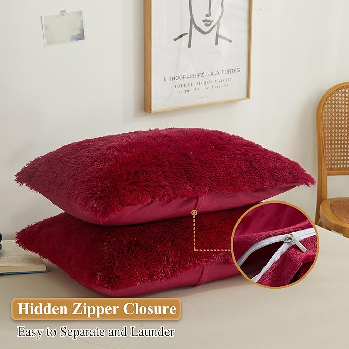 XeGe Faux Fur Throw Pillow Covers, Luxury Fluffy Plush Pillow Shams, Shaggy - Image 3