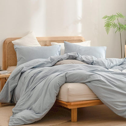 bestouch cotton solid duvet cover set linen feel, side view