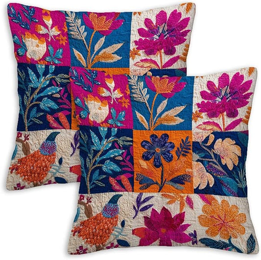 Throw Pillow Covers 18x18 Set of 2, Simple Patchwork Cushion Covers, Decorative by Unknown