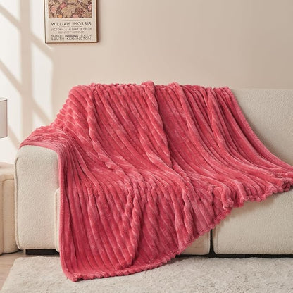 NEWCOSPLAY Super Soft Throw Blanket Coral Pink Premium Silky Flannel Fleece 3D - Image 8