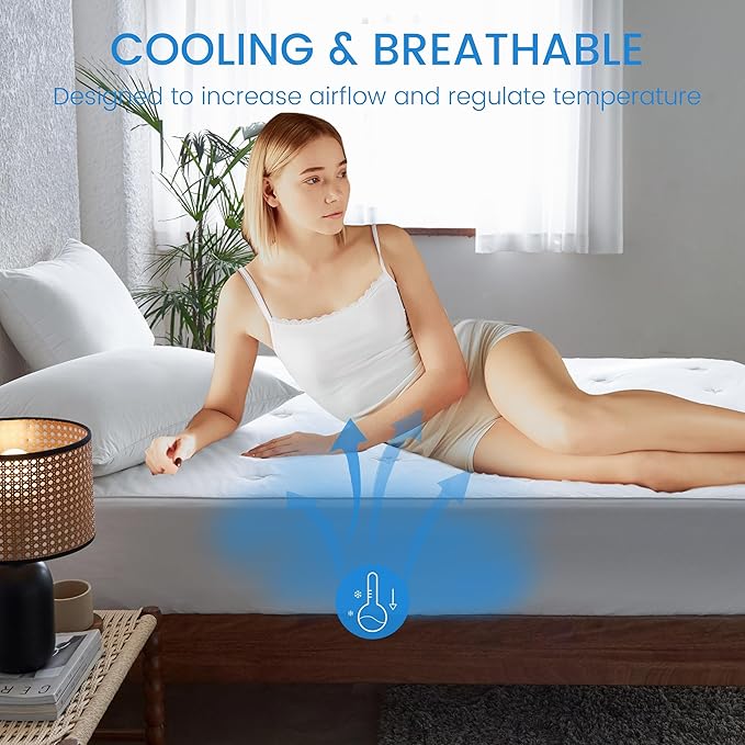 Simple&Opulence Cooling Quilted Mattress Pad – Fitted Sheet Mattress Protector - Image 4