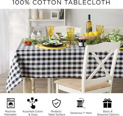 DII Halloween Tablecloth, 70 Inch Round, Orange & Black Buffalo Check Plaid