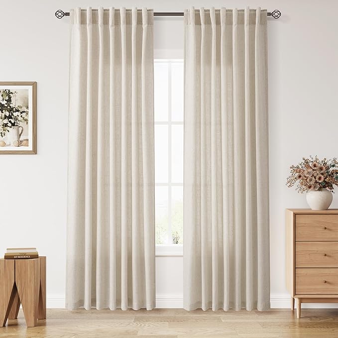 Nanspring Boho Linen Curtains 84 Inches Long by Nanspring