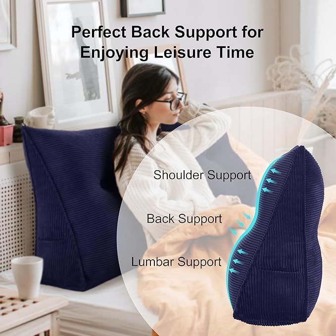 WOWMAX Triangular Headboard Pillow Bed Wedge Pillow - Image 2