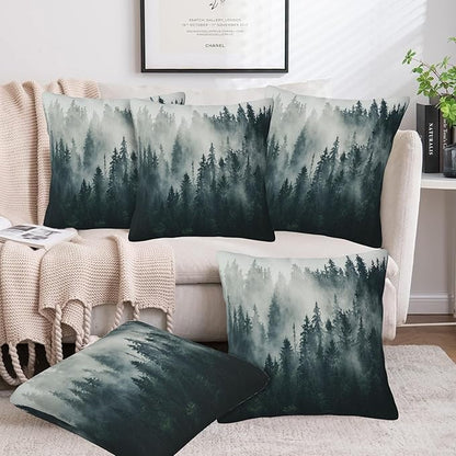Misty Forest Throw Pillow Cover Case Foggy Forest Throw Pillows Set of 2 Super - Image 6