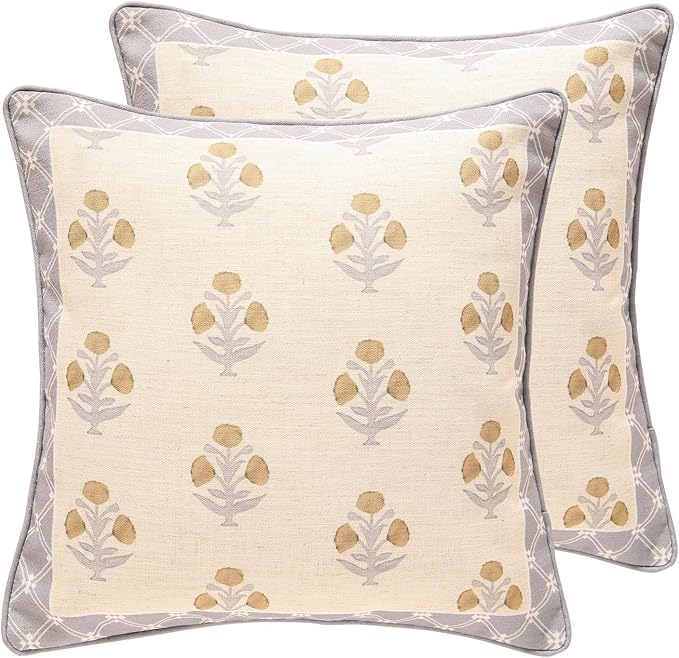 patdrea Designer Square Throw Pillow Covers Set of 2, Rustic Linen by Welcometopatdrea