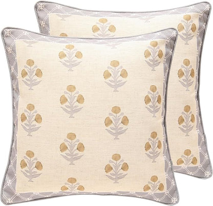 patdrea Designer Square Throw Pillow Covers Set of 2, Rustic Linen by Welcometopatdrea
