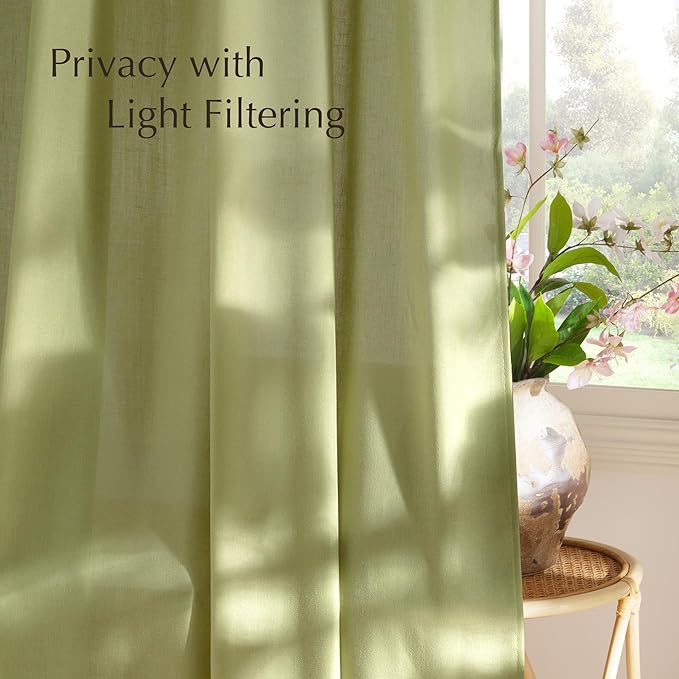 NICETOWN Fresh Green Linen Curtains - Image 3