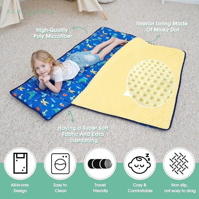 ACRABROS Toddler Nap Mat with Pillow and Blanket, Extra Large Rolled Napping - Image 5