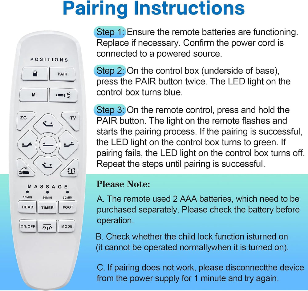 Adjustable Bed Okin Model RF.27.19.33 Wireless Remote Control Replacement