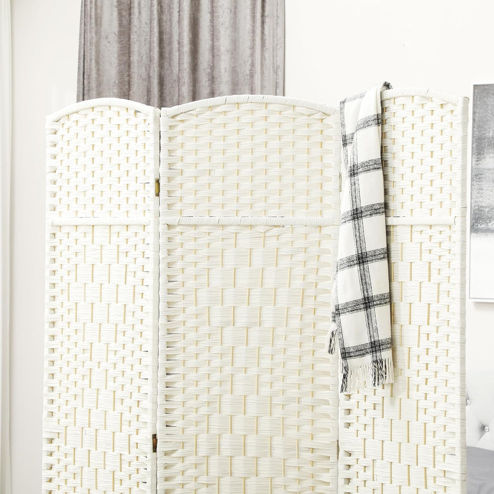 HOMCOM 3 Panel Room Divider 6 Ft Privacy Screen Hand-Woven White