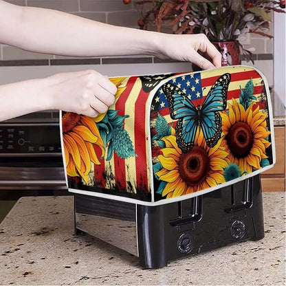 Sunflower Butterfly Print Toaster Cover 2 Slice American Flag Small Kitchen - Image 3