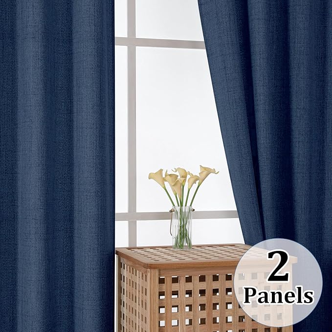 Gwine Navy Blue Curtains 45 Inch Length - Image 8