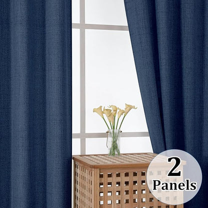 Gwine Navy Blue Kitchen Curtains 24 Inch Length 2 Panels, Light Filtering - Image 8
