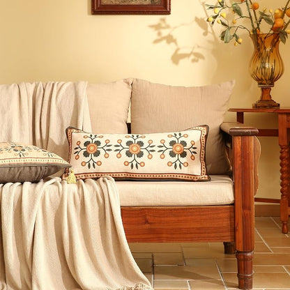 Brown Throw Pillow Covers Set of 1, Floral Farmhouse Linen Accent Pillows Cover - Image 3