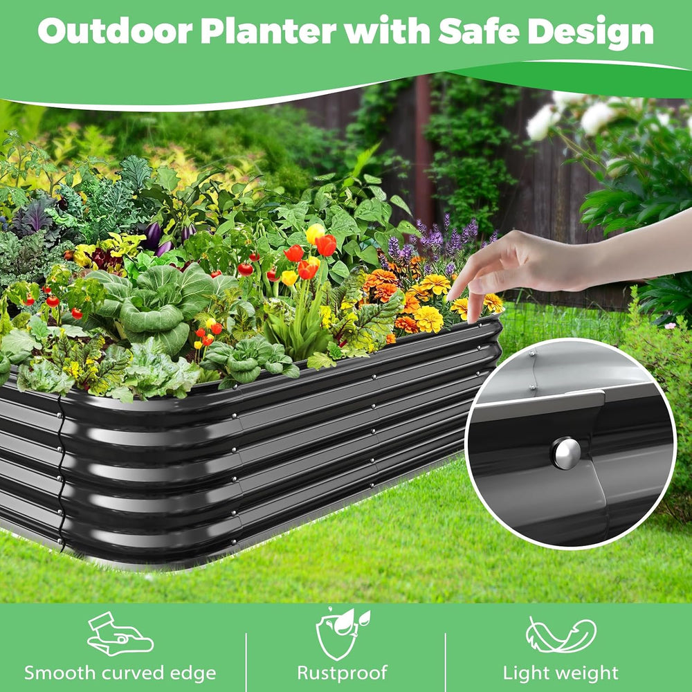 Black Painted Galvanized Metal Raised Garden Bed,Garden Planter Bed Outdoor
