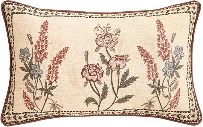 ISAENNE Design Linen Vintage Throw Pillow Covers 12"x20", Rectangle Cushion by Isaennehomedecoration
