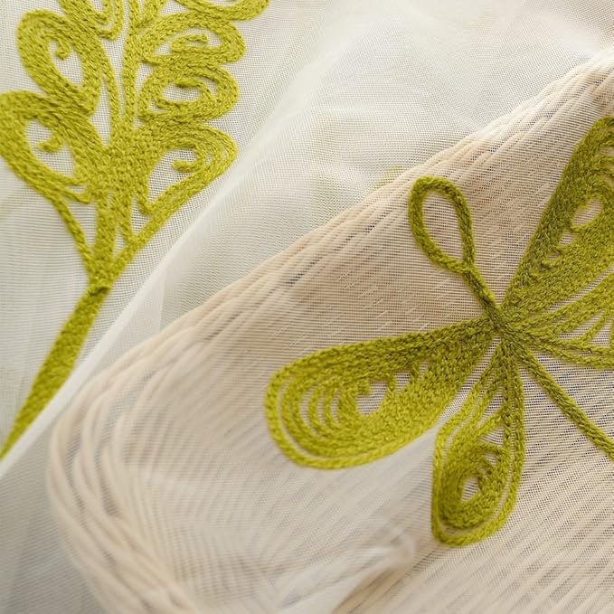Melodieux Wheat Embroidery Sheer Curtain Extra Wide - Image 5