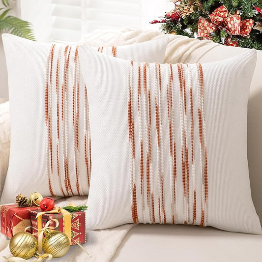 Boho Throw Pillow Covers 18x18 Set of 2 Christmas Decorative Cushion Case by Unknown