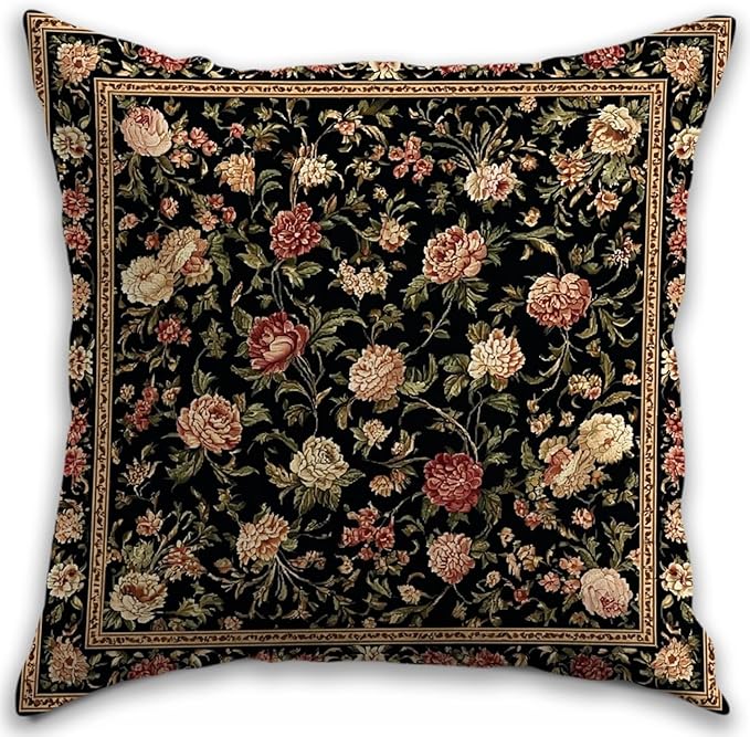 Bohemian Pillow Covers | Vintage Floral & Carpet Design | Double Sided Blue by RBAFAO