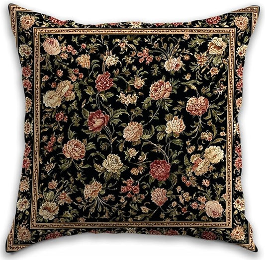 Bohemian Pillow Covers | Vintage Floral & Carpet Design | Double Sided Blue by RBAFAO