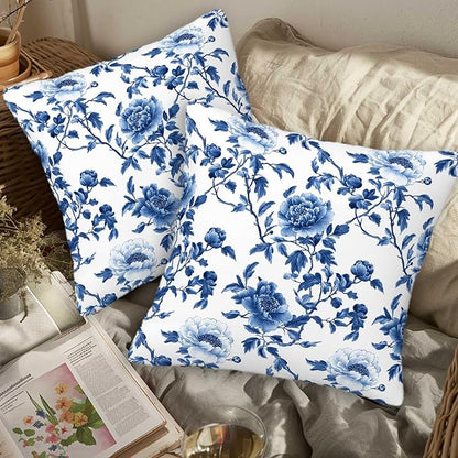 Chinoiserie Floral Throw Pillow Cover 18x18 Set of 2, Cushion Case - Image 3