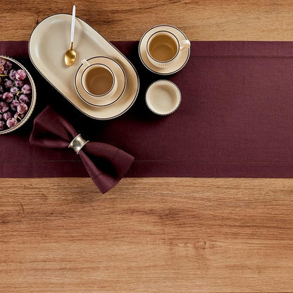 Solino Home Linen Burgundy Table Runner 132 Inches Long - Image 3